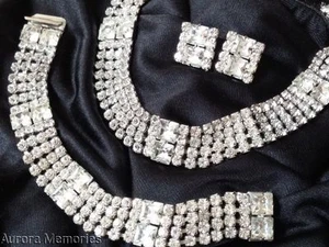 Vintage Designer Crystal Rhinestone Statement Runway Bling Necklace Parure Set - Picture 1 of 1