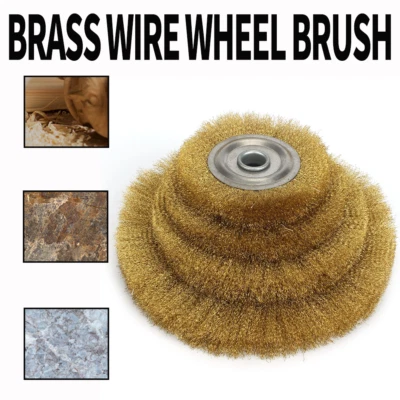 Rueda de alambre de latón suave de 4/5/6/8/10 pulgadas cepillo de cobre pulido herramienta de eliminación de metal Foto 1 de 4