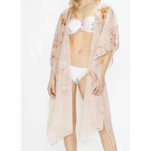 TED BAKER Rhiaa Rhapsody hellrosa Kimono Cover Up offene Jacke Schal Kette - Bild 1 von 10
