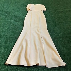 Avery G Women's Off Shoulder Flounce Crepe Yellow Pastel Maxi Dress Gown Size 0 - Picture 1 of 10