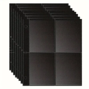 Black 4 Pocket Pages Trading Card Sleeves Up to 88 Cards Pokemon MTG 11 Sheets - Picture 1 of 3