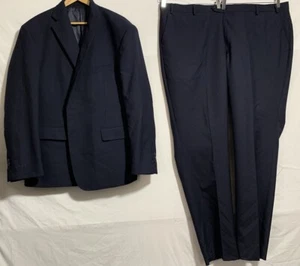 Unbranded navy 100% wool trousers suit size Jacket 50R Trousers 52 R leg 35" - Picture 1 of 12