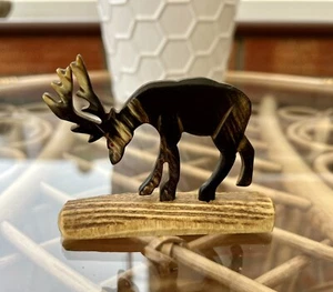 Lovely Rare Antique Carved Deer Standing On Antler (ref S) - Picture 1 of 10