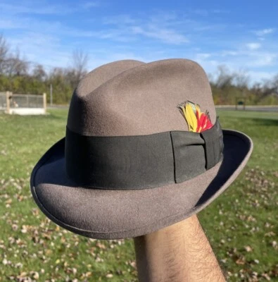 Emerson Fifth Avenue New York Vintage Años 50 Gris Lana Fedora Con Lazo 7 1/4 Foto 1 de 4