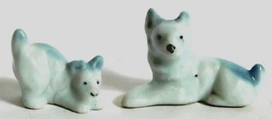 FIGURAS DE PERRO MAMÁ Y CACHORRO ESMALTADO PORCELANA VINTAGE JAPÓN - Imagen 1 de 5
