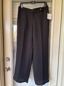 Sag Harbor Women's Size 10P Black Mini Dots Straight Leg Career Pants NWT - Picture 1 of 6