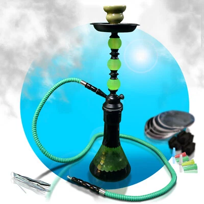 49 cm Shisha Wasserpfeife Hookah SET + Zubehör wählbar schwarz grün WP34 - Bild 1 von 3