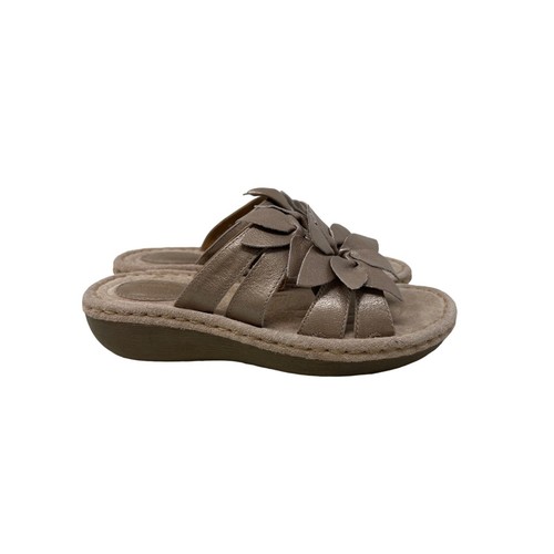 Sandalo Clarks Amaya Lilly platino fiore slide donna 6 estate pelle oro