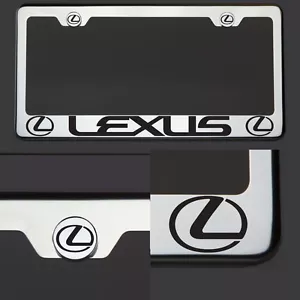 Nuevo marco de matrícula cromado T304 apto para Lexus negro letra grabado con láser - Imagen 1 de 7