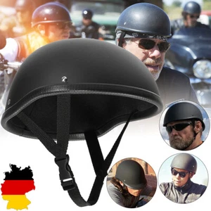 Schwarz German Style Motorrad Halbhelm Open Face Cruiser Chopper Biker Skull - Bild 1 von 9