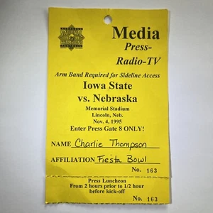 1995 Media Press Pass Iowa State v Nebraska Cornhuskers Ahman Green 176yds 4TD’s - Picture 1 of 8