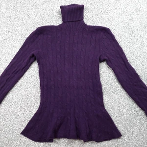 Ralph Lauren Jumper Womens S/XS Purple 100% Cashmere Chunky Knit Turtle Neck - Picture 1 of 15