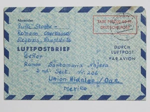 Ganzsache LF 4 Aachen 28.7.1949 nach Mexiko ! Plattenfehler ? - Picture 1 of 2