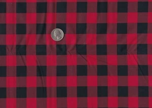 SCRAP of Fabric 9X21 for Crafts, Quilting Red & Black Checks/Plaid - Picture 1 of 1