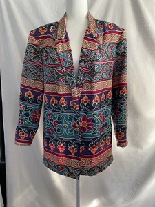Carol Horn Vintage Floral 90s Silk Blazer Jacket S Colorful - Picture 1 of 6