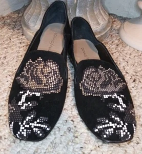 DONALD J. PLINER Black Hiro Studded Rose Women's Loafer/Slip-On Flats SZ 6 M - Picture 1 of 4