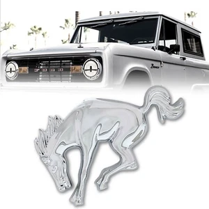Chrome Plated Detailed Bucking Horse Fender Emblem For 1966-1977 Ford Bronco - Picture 1 of 4