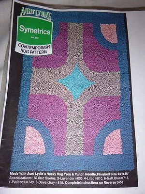 Vtg Aunt Lydia Mid Century Modern Needlepunch Rug Pattern Symetrics #302 NOS - Image 1 of 4