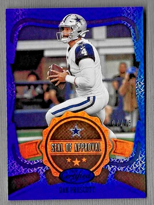 DAK PRESCOTT 2020 CERTIFIED SEAL OF APPROVAL BLUE SP INSERT CARD #SA-DP 07/75 - Image 1 of 2