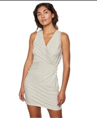 Mini vestido para mujer Bailey 44 sin mangas imitación envoltura sobrepelliz Tiva en lino y blanco Foto 1 de 4