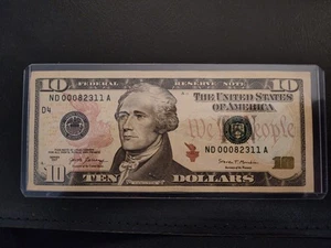$10 DOLLAR - LOW SERIAL NUMBER - SERIES 2017 - CIRCULATED CONDITION - Picture 1 of 2