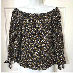 Madewell Women’s 100% Silk Off-the-Shoulder Top in Falling Leaves Size Medium - Picture 1 of 10