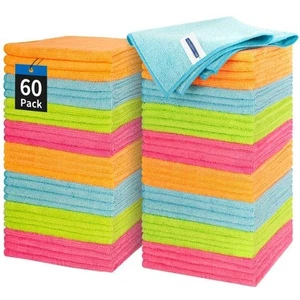 HOMERHYME Microfiber Cleaning Cloth - 60 Pack Shop Towels, 12" x 12" Cleaning... - Picture 1 of 8