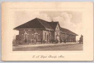 Postkarte Bemidji Minnesota Great Northern R.R. Depot Collotype RPPC 1908 N-1 - Bild 1 von 2