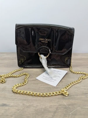 Jimmy Choo Logo Tassel Patent Clutch Crossbody Shoulder Evening Bag w/Gold Chain - Image 1 of 4