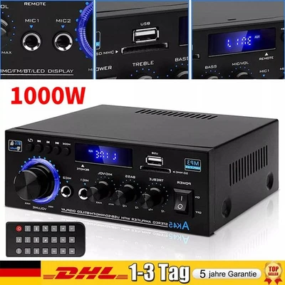 1000W Verstärker Stereo Amplifier HIFI Digital Bluetooth FM USB Vollverstärker - Bild 1 von 4