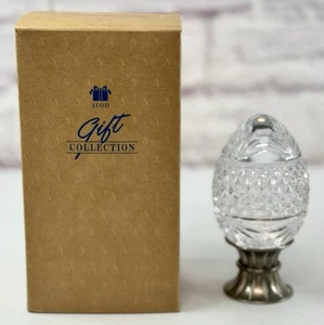 Vintage 1993 Avon Majestic Lead Crystal 4.5” Egg w/Pewter Base Box *MINT* - Picture 1 of 4