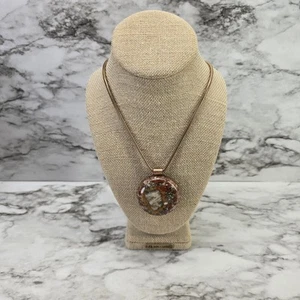 Resin Necklace Stones Copper Color Fashion Jewelry - Picture 1 of 6