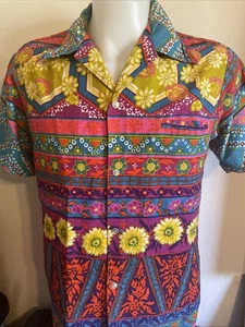 Camisa Psicodélica Vintage Años 60 Maluna Hawaii Algodón 16 Hawaiana - Imagen 1 de 13