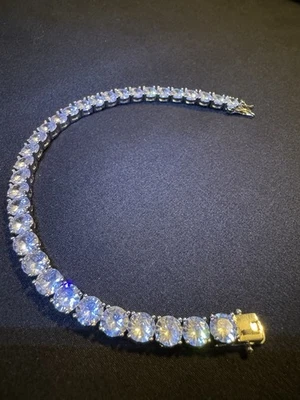 Brazalete Tenis Chapado en Oro Blanco Diamante Simulado 6mm Foto 1 de 2