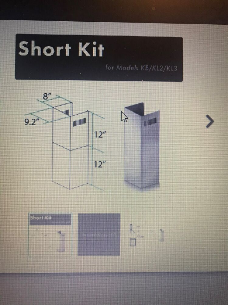zLine Short Chimney Kit for Wall Range Hood Under 8 FT Ceiling for KB Kl2 Kl3