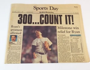 300...Count It! Nolan Ryan Newpaper from Dallas Morning News 1990 - Picture 1 of 2