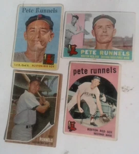VINTAGE & RARE 4 Pete Runnels Baseball Cards BOSTON RED SOX Card #s 3 15 265 370 - Picture 1 of 9