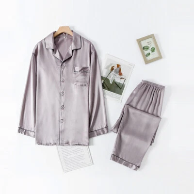 Conjunto de Pijama Lujo 100% Real Seda Morera Chándal Hombre Pijama Pantalones Foto 1 de 4