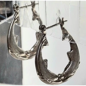 925 STERLING SILVER ZODIAC PISCES HOOP EARRINGS SKY - Picture 1 of 6