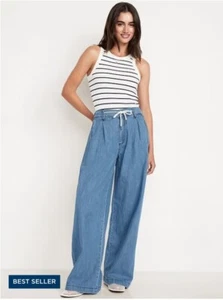 OLD NAVY Women's 10 NEW High-Waisted Super Wide-Leg Jeans & Pants - LOT OF 2 - Picture 1 of 2