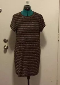 Womens Vintage Party Dress Striped Metallic by Rose Harlow Lg - Picture 1 of 8
