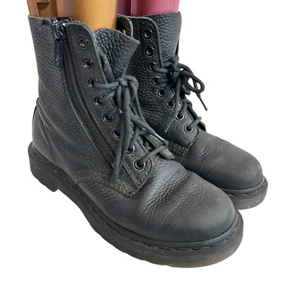 Dr Martens boots Pascal w Zip black leather Aunt Sally full grain lace up docs - Image 1 of 4