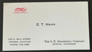 S.E. vintage anni 50 Biglietto da visita MASSENGILL Bristol TN Tennessee FARMACEUTICO - Foto 1 di 1