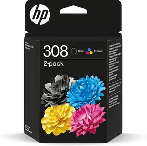 HP 308 2er-Pack Schwarz/Cyan/Magenta/Gelb Original Druckerpatronen-Kombipackung - Afbeelding 1 van 1