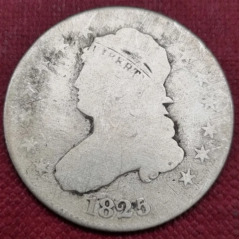 1825 Capped Bust Quarter 25c Circulated Details #60251 Cover