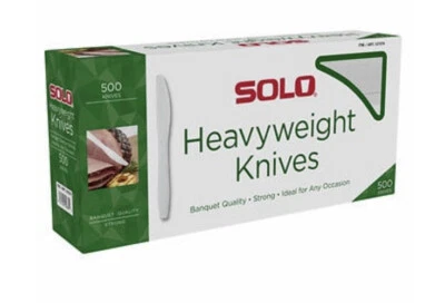 Cuchillos Solo Pesados Plástico Blanco, Fuerte, Calidad Banquete 500 Piezas Foto 1 de 3