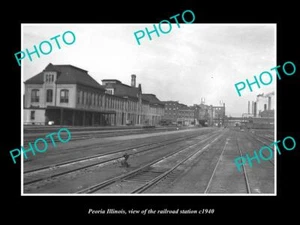OLD 8x6 HISTORIC PHOTO OF PEORIA ILLINOIS THE RAILROAD DEPOT STATION c1940 - Picture 1 of 1