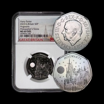 GREAT BRITAIN. 2023, 50 Pence - NGC MS69 - Top Pop 🥇 Harry Potter, Hogwarts 055 - Image 1 of 4