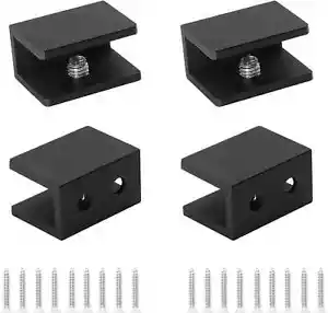 Litoexpe 8Pcs Square Adjustable Frameless Glass Shelf Bracket Holder, Black Heav - Picture 1 of 3