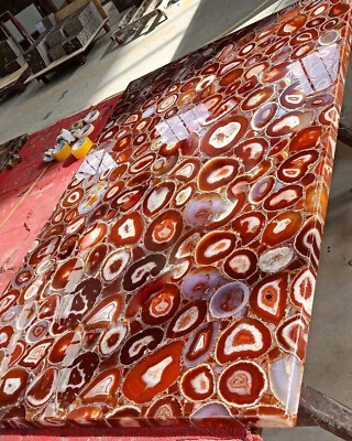 Red Onxy Agate Gemstone Dining Table, Handmade Furniture, Onxy Table Hallway Dec - Image 1 of 4